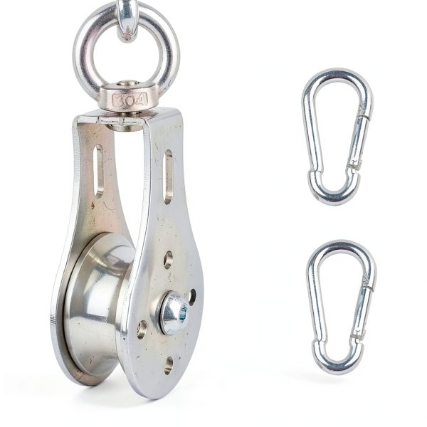 Pulley Wheel color river Stainless Steel Block 360 Rotating Silver-0