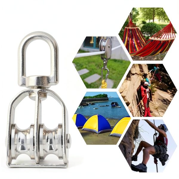 M20 Double Pulley Block 2pcs Boxwizard 304 Stainless Steel 360° Spin-5