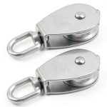 LIDSCURA M50 Stainless Steel Single Pulley Block – 800lb Swivel Hook-0