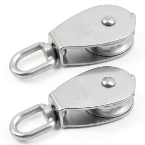 LIDSCURA M50 Stainless Steel Single Pulley Block – 800lb Swivel Hook-0