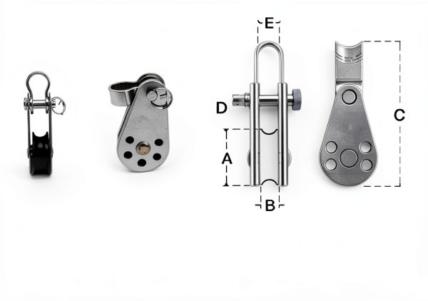 Prolinemax Marine Stainless Steel 1/4" Pulley Block Removable Pin & Toggle Nylon Sheave-8