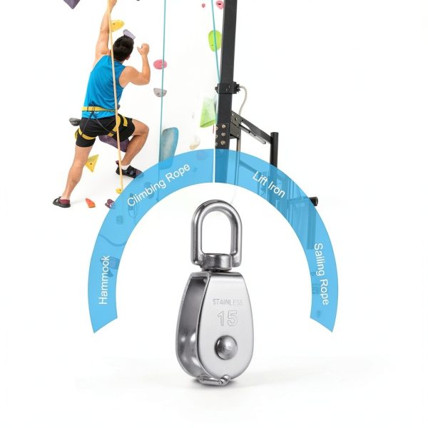 Pulley Block PATIKIL Single & Double Stainless Steel, 35KG Capacity-6