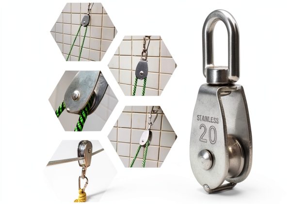 M20 Single Pulley Block Arevik Heavy Duty Stainless Swivel 2pcs-6