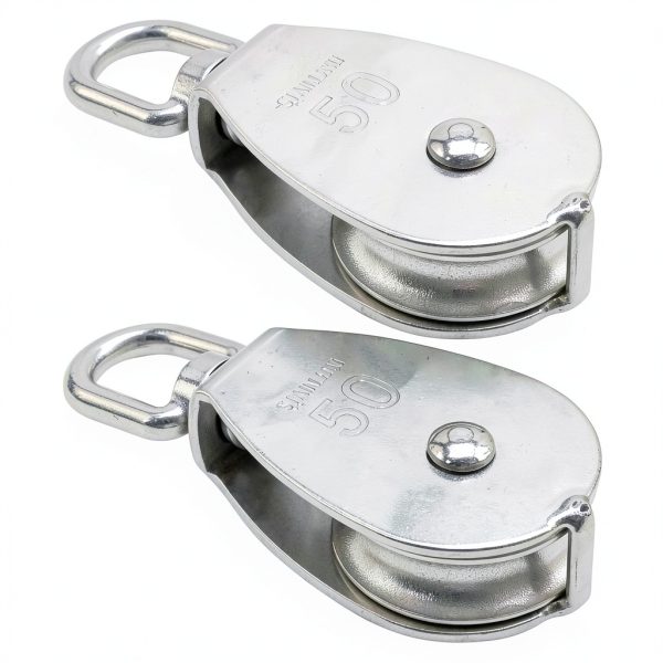 LIDSCURA M50 Stainless Steel Single Pulley Block – 800lb Swivel Hook-5