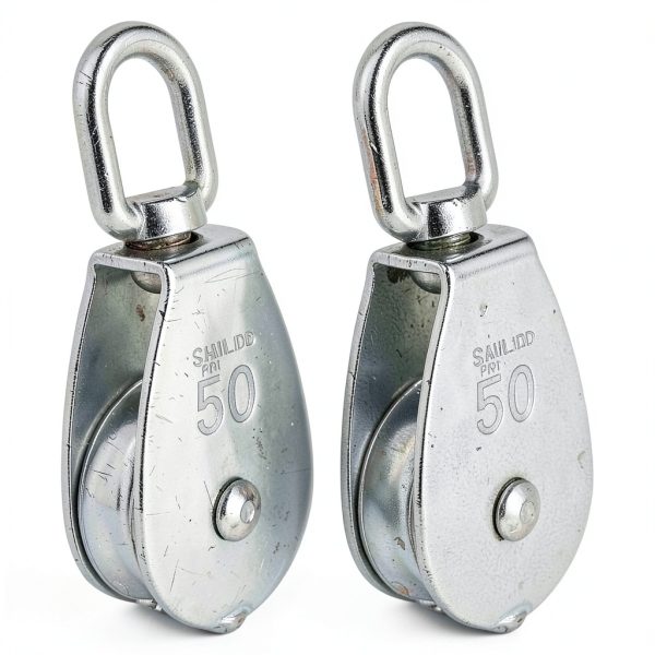 LIDSCURA M50 Stainless Steel Single Pulley Block – 800lb Swivel Hook-3