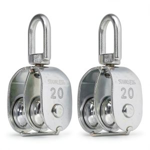 M20 Double Pulley Block 2pcs Boxwizard 304 Stainless Steel 360° Spin-0