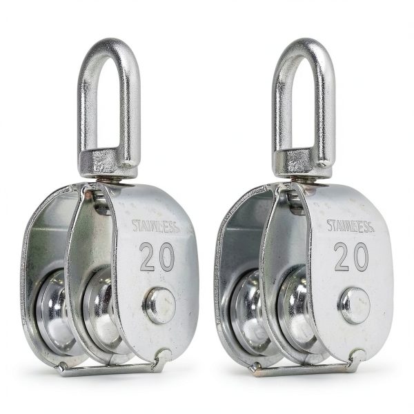 M20 Double Pulley Block 2pcs Boxwizard 304 Stainless Steel 360° Spin-0