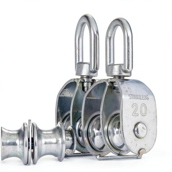 M20 Double Pulley Block 2pcs Boxwizard 304 Stainless Steel 360° Spin-4