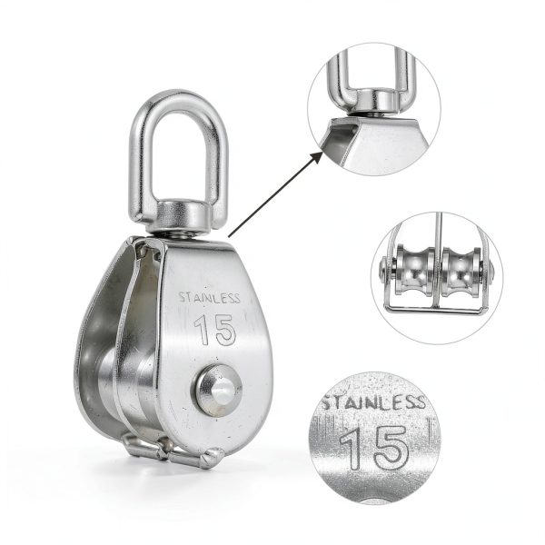 Pulley Block PATIKIL Single & Double Stainless Steel, 35KG Capacity-3