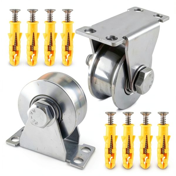Waziaqoc 2Pcs Groove Wheel Pulley, Stainless Steel U Type Pulley Block, 4 Inch Heavy Duty Single Pulley Super Silent Pulley with Mounting Screws for DIY Home Gym Equipment Sliding Gate-4