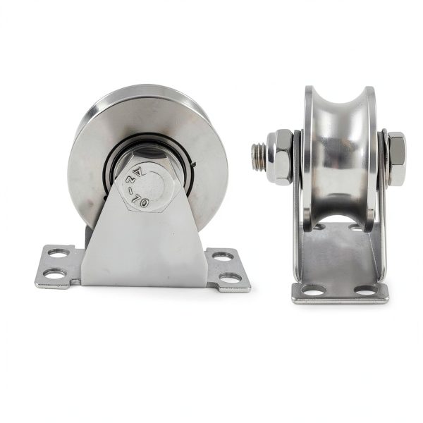 Waziaqoc 2Pcs Groove Wheel Pulley, Stainless Steel U Type Pulley Block, 4 Inch Heavy Duty Single Pulley Super Silent Pulley with Mounting Screws for DIY Home Gym Equipment Sliding Gate-1