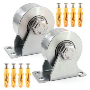 Waziaqoc 2Pcs Groove Wheel Pulley, Stainless Steel U Type Pulley Block, 4 Inch Heavy Duty Single Pulley Super Silent Pulley with Mounting Screws for DIY Home Gym Equipment Sliding Gate-0